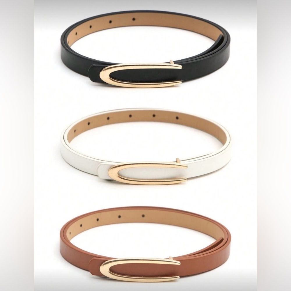 Elegant Black, White, and Brown Women's Belt Set